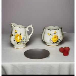 Vintage Gold Trim Handpainted Japan MINI Floral Pitcher & Bowl Set
